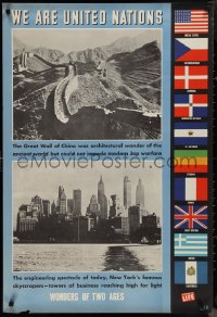 1k0018 WE ARE UNITED NATIONS 27x39 WWII war poster 1944 photographs taken from Life magazine!