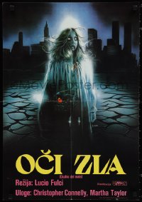 1k0545 EYE OF THE EVIL DEAD Yugoslavian 19x27 1982 Fulci's Manhattan Baby, female ghoul by Sciotti!