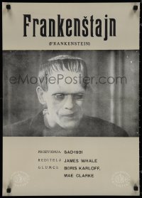 1k0548 FRANKENSTEIN Yugoslavian 19x26 1960s black & white close-up of Boris Karloff as the monster!