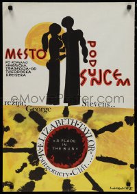 1k0572 PLACE IN THE SUN Yugoslavian 19x27 1967 Montgomery Clift, Elizabeth Taylor, Sasa Nikolic art!