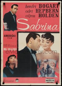 1k0577 SABRINA Yugoslavian 20x28 1962 Audrey Hepburn, Humphrey Bogart & William Holden, Wilder!