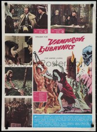 1k0592 VAMPIRE LOVERS Yugoslavian 20x27 1970 Hammer, deadly the blood-nymphs, pink title style!