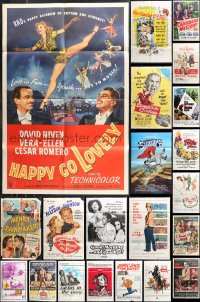 1m0126 LOT OF 82 FOLDED ONE-SHEETS 1950s-1970s great images from a variety of different movies!