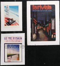 1m0039 LOT OF 3 LINENBACKED SMALL ITALIAN POSTERS 1930s a variety of cool artwork images!