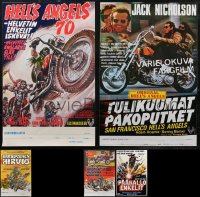 1m0814 LOT OF 5 UNFOLDED MOTORCYCLE BIKER FINNISH POSTERS 1970s-1980s cool images!