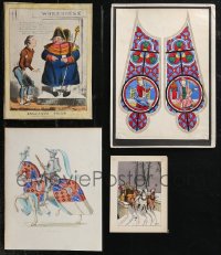 1m0413 LOT OF 4 WATER COLOR ORIGINAL ART PRINTS 1800s-1900s a variety of different images!