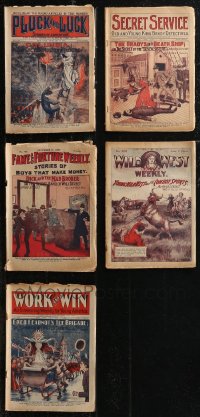 1m0591 LOT OF 5 1920S MAGAZINES 1920s Pluck and Luck, Secret Service, Fame & Fortune Weekly & more!