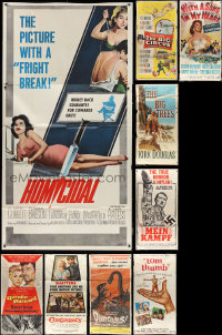 1m0685 LOT OF 9 FOLDED THREE-SHEETS 1950s-1960s great images from a variety of different movies!