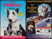1m0886 LOT OF 2 UNFOLDED 26x40 TIM BURTON MOVIES VIDEO POSTERS 1990s Frankenweenie & Nightmare!