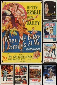 1m0187 LOT OF 9 FOLDED 1940s-1970s ONE-SHEETS 1940s-1970s great images from a variety of movies!