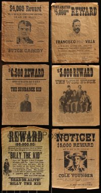 1m0399 LOT OF 6 FAUX WANTED POSTERS 1970s made to look like 1800s reward posters!