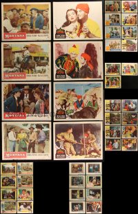 1m0238 LOT OF 43 ERROL FLYNN LOBBY CARDS 1943 incomplete sets from several of his movies!