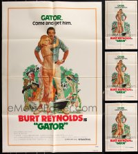 1m0196 LOT OF 4 FOLDED GATOR ONE-SHEETS 1976 great art of Burt Reynolds & sexy Lauren Hutton!