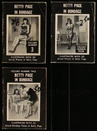1m0570 LOT OF 3 BETTY PAGE IN BONDAGE SOFTCOVER BOOKS 1960 illustrated with actual photos of her!