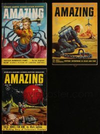 1m0592 LOT OF 3 AMAZING STORIES PULP MAGAZINES 1950s each with great cover art!
