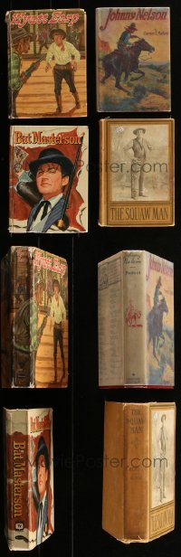 1m0569 LOT OF 4 COWBOY WESTERN HARDCOVER BOOKS 1920s-1960s Wyatt Earp, Bat Masterson, Squaw Man!