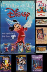 1m0866 LOT OF 11 UNFOLDED WALT DISNEY VIDEO POSTERS 1980s-1990s a variety of cool cartoon images!