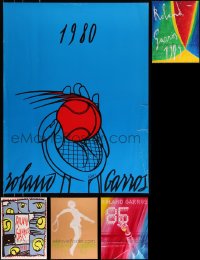 1m0906 LOT OF 5 UNFOLDED ROLAND GARROS FRENCH OPEN SPECIAL POSTERS 1980s-1990s colorful art!