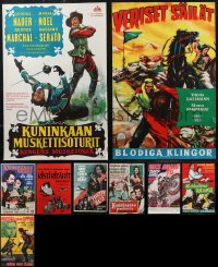 1m0813 LOT OF 9 MOSTLY UNFOLDED FINNISH POSTERS 1960s-1970s a variety of cool movie images!