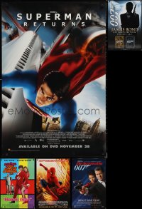 1m0875 LOT OF 5 UNFOLDED 27x40 SUPERHERO MOVIES VIDEO POSTERS 1990s-2000s Superman, Spider-Man, 007!