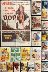 1m0142 LOT OF 54 FOLDED ONE-SHEETS 1940s-1970s great images from a variety of different movies!