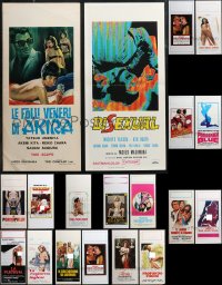 1m0746 LOT OF 19 UNFOLDED AND FORMERLY FOLDED SEXPLOITATION ITALIAN LOCANDINAS 1970s-1990s w/nudity!