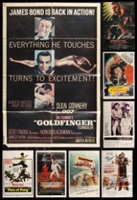 1m0186 LOT OF 9 FOLDED ONE-SHEETS 1960s-1980s original Goldfinger, Blade Runner, BAD condition!