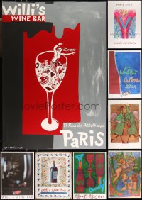 1m0903 LOT OF 9 UNFOLDED WILLI'S WINE BAR FRENCH POSTERS 1990s a variety of cool artwork images!