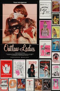 1m0698 LOT OF 26 TRI-FOLDED SEXPLOITATION ONE-SHEETS 1970s-1980s sexy images with partial nudity!