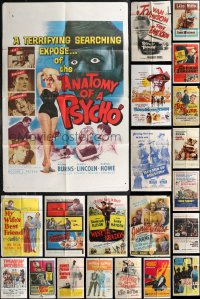 1m0127 LOT OF 81 FOLDED ONE-SHEETS 1940s-1970s great images from a variety of different movies!