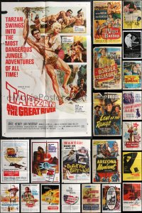 1m0131 LOT OF 76 FOLDED ONE-SHEETS 1940s-1980s great images from a variety of different movies!