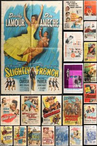 1m0130 LOT OF 77 FOLDED ONE-SHEETS 1940s-1960s great images from a variety of different movies!