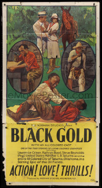 1p0766 BLACK GOLD 3sh 1927 stone litho, Norman Studios all-black thrilling epic of oil fields!