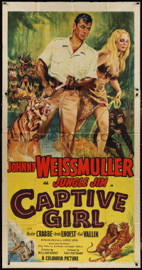 1p0770 CAPTIVE GIRL 3sh 1950 Caravath art of Weissmuller as Jungle Jim, Crabbe & sexy blonde, rare!