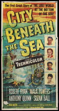 1p0771 CITY BENEATH THE SEA 3sh 1953 Budd Boetticher, Reynold Brown art of deep sea divers, rare!