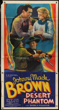 1p0777 DESERT PHANTOM 3sh 1936 art of Johnny Mack Brown fighting & with Sheila Bromley, ultra rare!