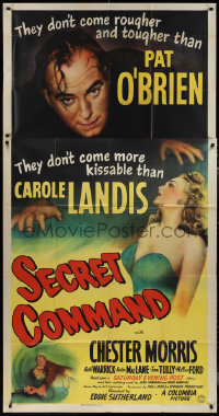 1p0835 SECRET COMMAND 3sh 1944 secret lovers Carole Landis & Pat O'Brien on a secret mission, rare!