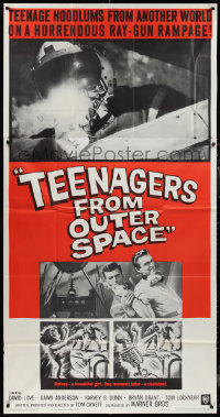 1p0846 TEENAGERS FROM OUTER SPACE 3sh 1959 teen alien hoodlums on a ray-gun rampage, very rare!