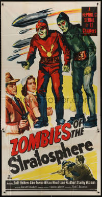 1p0856 ZOMBIES OF THE STRATOSPHERE 3sh 1952 cool art of aliens with guns including Leonard Nimoy!