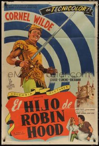 1p0691 BANDIT OF SHERWOOD FOREST Argentinean 1945 art of Cornel Wilde as son of Robin Hood, rare!