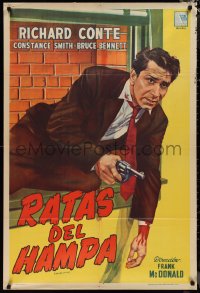 1p0692 BIG TIP OFF Argentinean 1955 different art of Richard Conte pointing gun, film noir, rare!