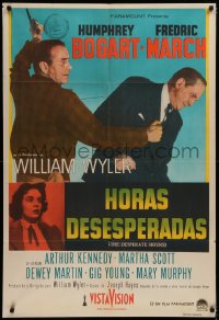 1p0698 DESPERATE HOURS Argentinean 1955 Humphrey Bogart attacking Fredric March, William Wyler