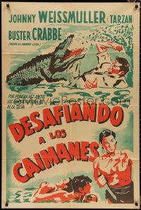 1p0714 SWAMP FIRE Argentinean R1950s different artwork of Johnny Weissmuller & Buster Crabbe, rare!