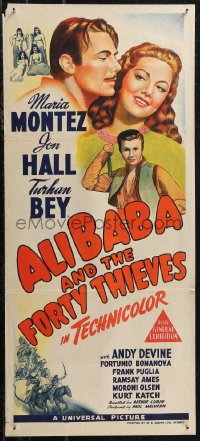 1p1369 ALI BABA & THE FORTY THIEVES Aust daybill 1943 art of Maria Montez, Jon Hall & Turhan Bey!