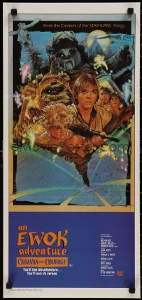 1p1376 CARAVAN OF COURAGE Aust daybill 1984 An Ewok Adventure, Star Wars, art by Drew Struzan!