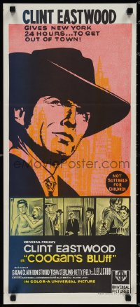 1p1383 COOGAN'S BLUFF Aust daybill 1968 art of Clint Eastwood in New York, directed by Don Siegel!