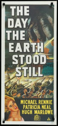 1p1386 DAY THE EARTH STOOD STILL Aust daybill R1970s Robert Wise, art of giant hand & Patricia Neal!