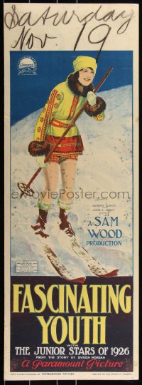 1p0061 FASCINATING YOUTH long Aust daybill 1926 sexy skier by Richardson Studio, ultra rare!
