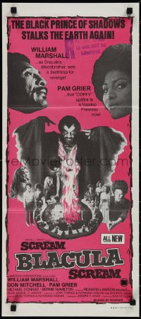 1p1425 SCREAM BLACULA SCREAM Aust daybill 1973 image of black vampire William Marshall & Pam Grier!