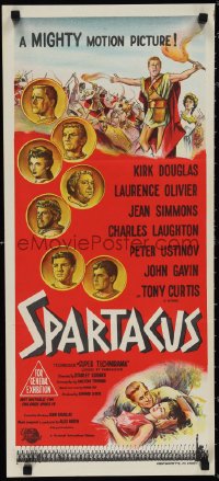 1p1428 SPARTACUS Aust daybill 1961 classic Kubrick & Kirk Douglas epic, cool coin art!